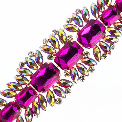 Crystal Motif Thorns 20.5x5cm Aurora Borealis Gold Casing