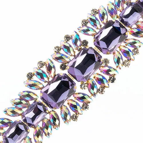 Crystal Motif Thorns 20.5x5cm Aurora Borealis Gold Casing