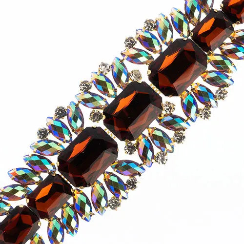 Crystal Motif Thorns 20.5x5cm Aurora Borealis Gold Casing