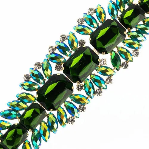 Crystal Motif Thorns 20.5x5cm Aurora Borealis Gold Casing