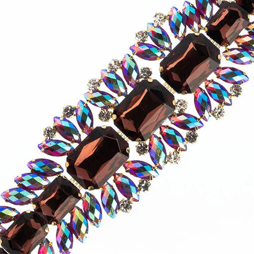 Crystal Motif Thorns 20.5x5cm Aurora Borealis Gold Casing