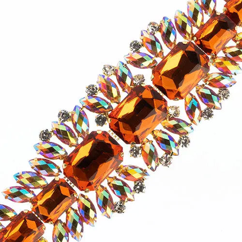 Crystal Motif Thorns 20.5x5cm Aurora Borealis Gold Casing