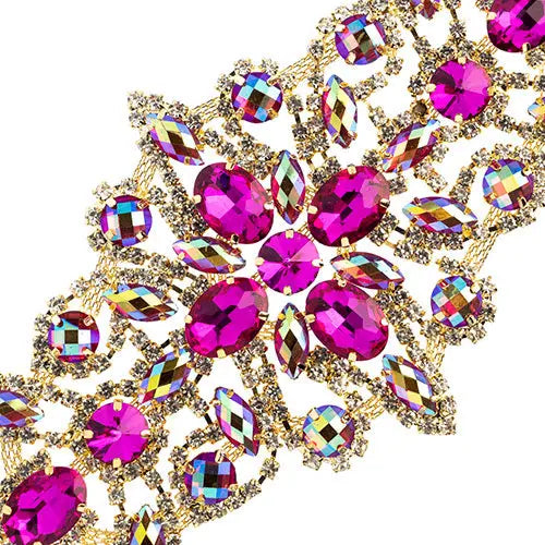 Crystal Motif Dazzling Daisy 19x9cm Aurora Borealis Gold Casing