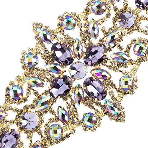 Crystal Motif Dazzling Daisy 19x9cm Aurora Borealis Gold Casing