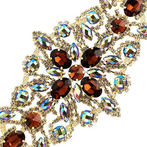 Crystal Motif Dazzling Daisy 19x9cm Aurora Borealis Gold Casing