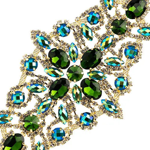 Crystal Motif Dazzling Daisy 19x9cm Aurora Borealis Gold Casing