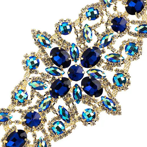 Crystal Motif Dazzling Daisy 19x9cm Aurora Borealis Gold Casing