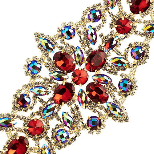 Crystal Motif Dazzling Daisy 19x9cm Aurora Borealis Gold Casing