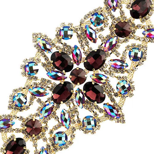 Crystal Motif Dazzling Daisy 19x9cm Aurora Borealis Gold Casing