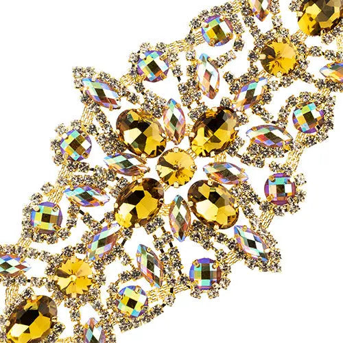 Crystal Motif Dazzling Daisy 19x9cm Aurora Borealis Gold Casing