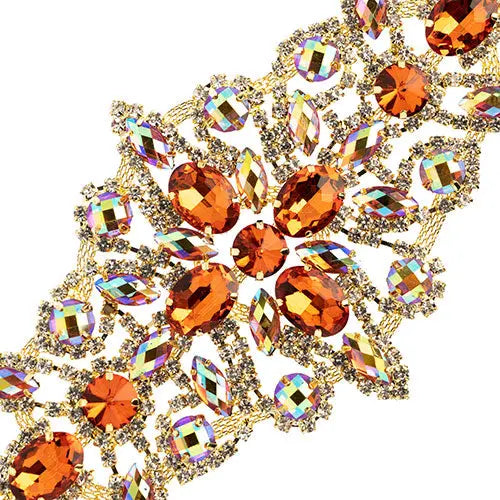 Crystal Motif Dazzling Daisy 19x9cm Aurora Borealis Gold Casing