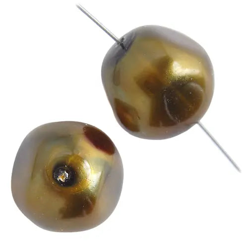 Glass Pearl 19mm Opaque Metallic Brown