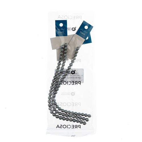 Czech Glass Imitation Pearls 8in Strand 6mm Iridescent  30pcs