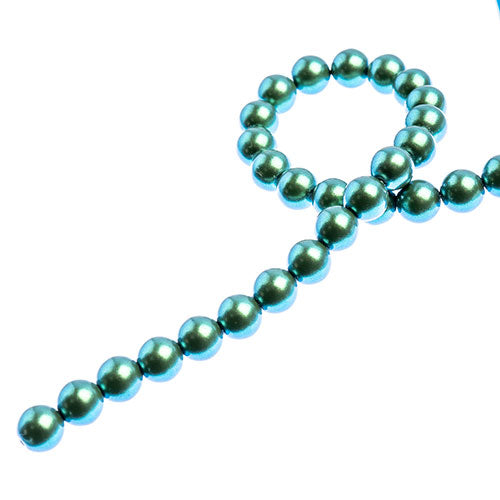 Czech Glass Imitation Pearls 8in Strand 6mm Iridescent  30pcs