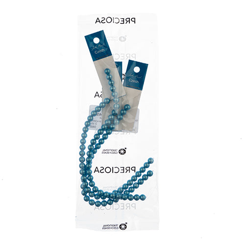 Czech Glass Imitation Pearls 8in Strand 6mm Iridescent  30pcs