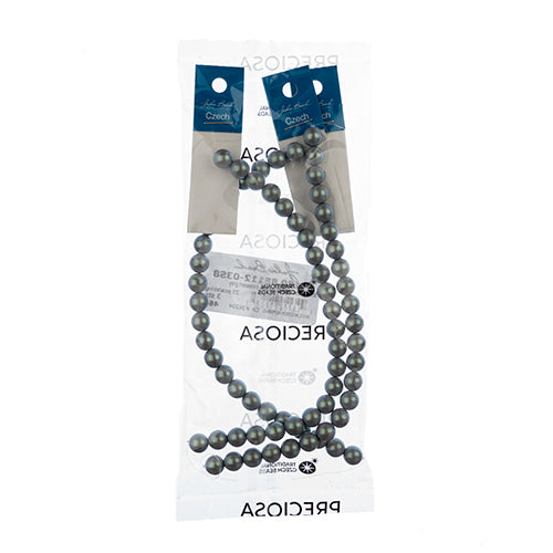 Czech Glass Imitation Pearls 8in Strand 8mm Iridescent  23pcs