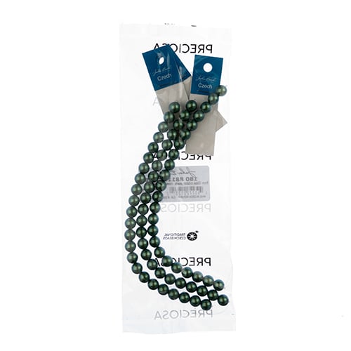 Czech Glass Imitation Pearls 8in Strand 8mm Iridescent  23pcs