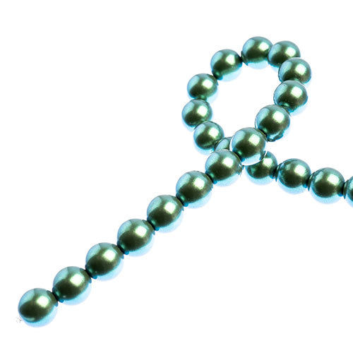 Czech Glass Imitation Pearls 8in Strand 8mm Iridescent  23pcs