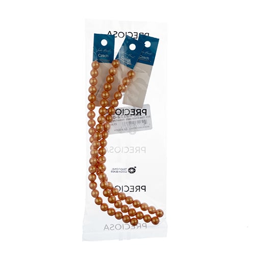 Czech Glass Imitation Pearls 8in Strand 8mm Iridescent  23pcs