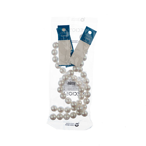 Czech Glass Imitation Pearls 8in Strand 12mm Iridescent  15pcs