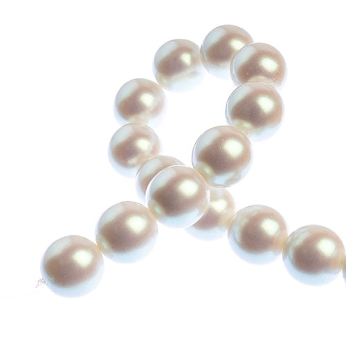 Czech Glass Imitation Pearls 8in Strand 12mm Iridescent  15pcs