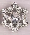 Rhinestone Button Star Silver/Crystal 37mm Nickel Free