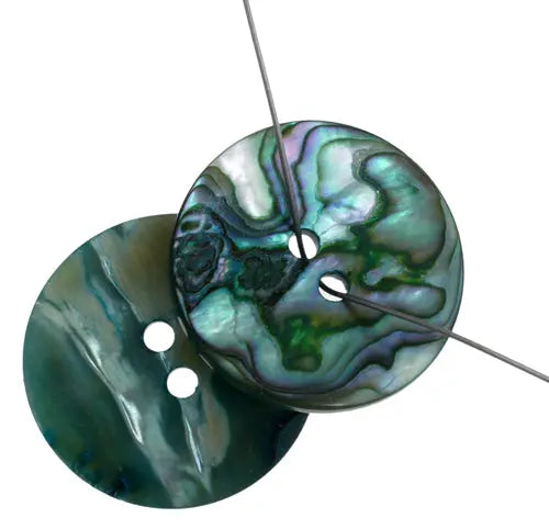 Button Shell 25mm Round Flat Sea Opal Conch