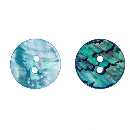 Button Shell Paua 28 Line 16mm Round Flat W/ 2Hole Dark Grey