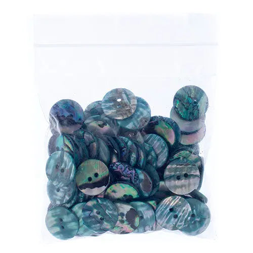 Button Shell Paua 28 Line 16mm Round Flat W/ 2Hole Dark Grey