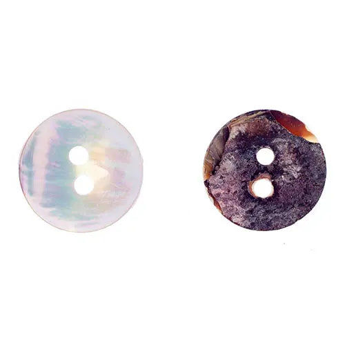 Button Shell Acoya 24 Line 14mm Round Flat W/ 2Holes White