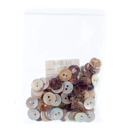 Button Shell Acoya 24 Line 14mm Round Flat W/ 2Holes White