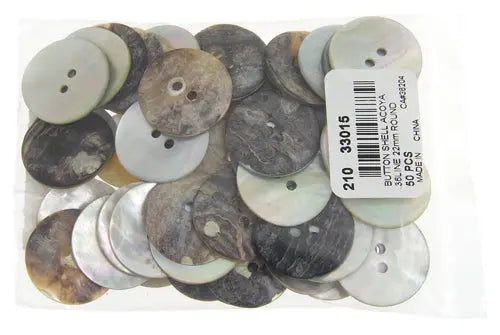 Button Shell Acoya 36 Line 22mm Round Flat W/ 2Holes White