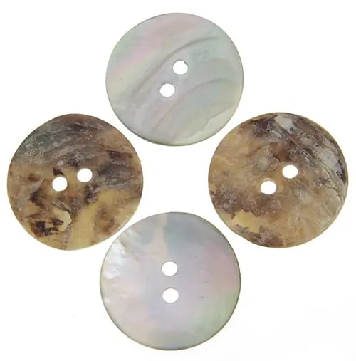 Button Shell Acoya 36 Line 22mm Round Flat W/ 2Holes White