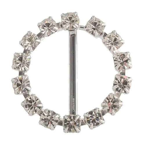 Rhinestone Buckle Metal Round Silver/Crystal SS20 - 3cm - Cosplay Supplies Inc
