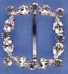 Rhinestone Buckle Metal Square Silver/Crystal 4.5cm