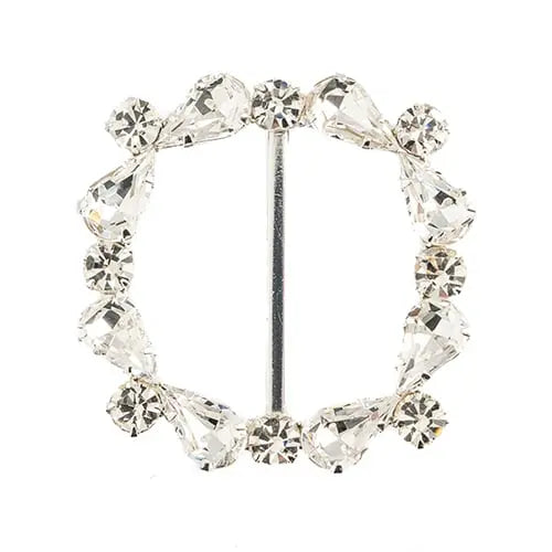 Rhinestone Buckle Metal Square Silver/Crystal 4.5cm - Cosplay Supplies Inc