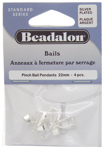 Beadalon Pinch Bails 22mm 4pcs/Pkg. Plated Silver
