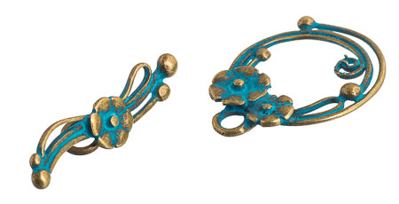 Toggle - Fancy Flower Round 25x26mm Patina Finish
