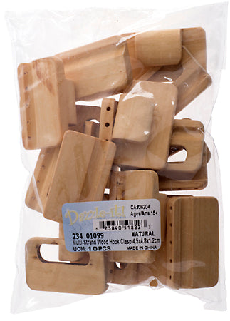Multi-Strand Wood Hook And Eye 4.5x4.8x1.2cm 10pcs