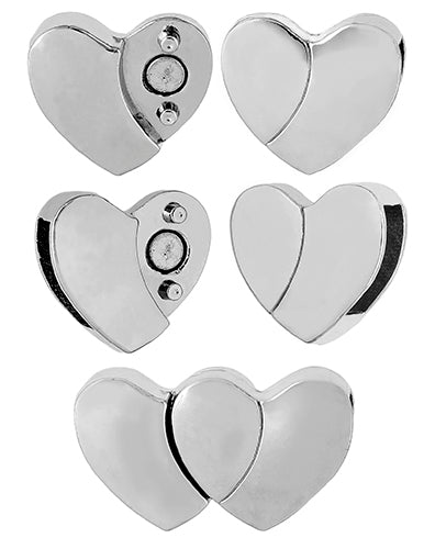 Magnetic Clasp-Hearts (2pcs) 29x16.5mm Silver Lead Free / Nickel Free