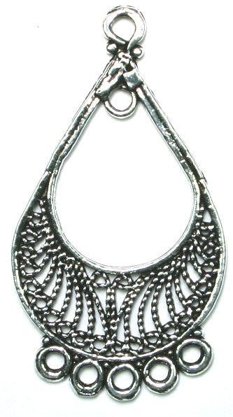 Chandelier Earring Part 5 Ring 46.5x25mm Light Antique Silver Lead Free / Nickel Free
