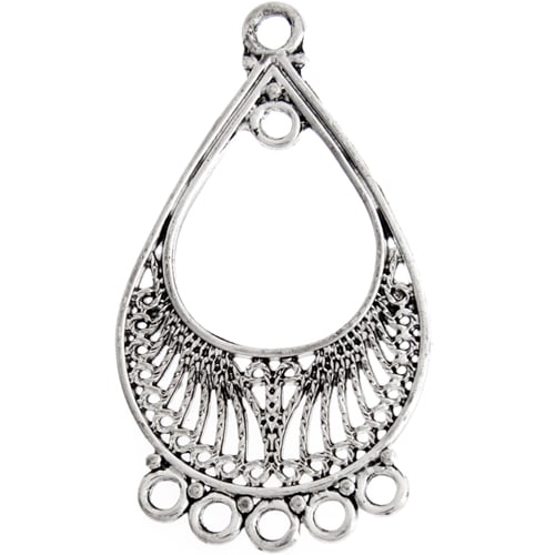 Chandelier Earring Part 5 Ring 46.5x25mm Light Antique Silver Lead Free / Nickel Free - Cosplay Supplies Inc
