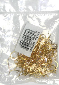 Fish Hook Earwire Slender 17mm Gold Lead Free / Nickel Free