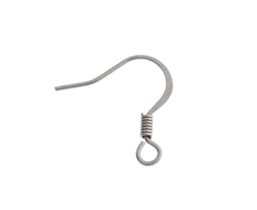 Fish Hook Earwire With Flat & Coil Surgical Steel 16mm - Cosplay Supplies Inc
