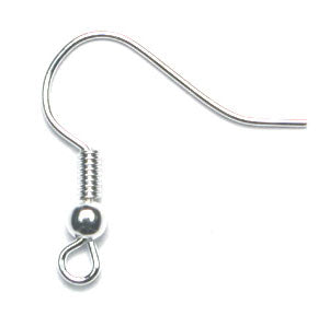 Fish Hook Earwire 18mm With Ball & Spring Lead Free / Nickel Free