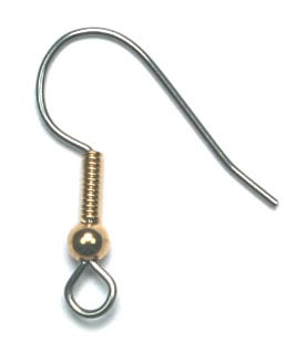 Fish Hook Earwire 2-Tone Nickel/Gold Nickel Free 21mm