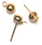 Ear Post Dome With Loop 5mm Lead Free / Nickel Free