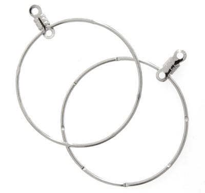 Ear Hoops Round Notched 30mm Nickel Color Lead Free / Nickel Free
