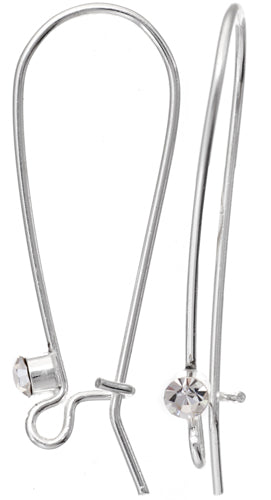 Kidney Earwire With Rhinestone 1.5in  Lead Free / Nickel Free