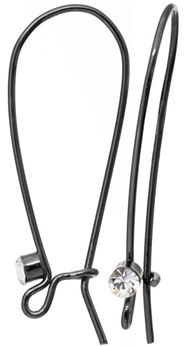 Kidney Earwire With Rhinestone 1.5in  Lead Free / Nickel Free